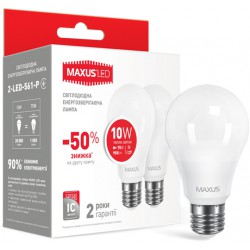 Набор LED ламп Maxus 2-LED-561-P A60 10W 3000K 220V E27